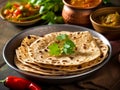 Indian street foods- whole wheat chapati or chapathi.Generative AI Royalty Free Stock Photo