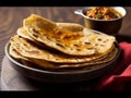 Indian street foods- whole wheat chapati or chapathi.Generative AI Royalty Free Stock Photo