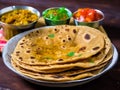 Indian street foods- whole wheat chapati or chapathi.Generative AI Royalty Free Stock Photo