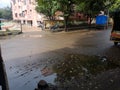 Indian street at raining time wetlook india Royalty Free Stock Photo
