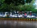 Indian Street on Rainy Day.Road of Indore.