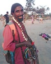 Indian street salesman in Arambol beach by the evening. Goa, India