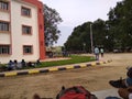 Indian students waiting outside the college