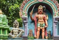 Indian style colorful sculpture detail view in old temple