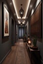 Indian style hallway interior in modern luxury hotel Royalty Free Stock Photo