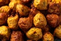 Indian Style Snack Selection with onion bhajis and pakoras Royalty Free Stock Photo