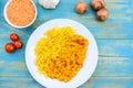 Indian Style Vegetarian Tarka Dal With Pillau Rice Royalty Free Stock Photo