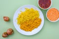 Indian Style Vegetarian Tarka Dal With Pillau Rice Royalty Free Stock Photo