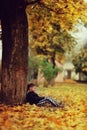 Indian summer and a boy Royalty Free Stock Photo