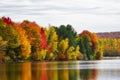 Indian summer foliage by a lake in Quebec, Canada