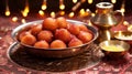 Sweet Gulab Jamun in Metal Bowl