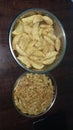 Indian sweet famous mava gujiya and mathri