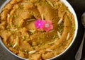 Indian Sweet-semolina sooji Halwa garnished with dry fruits