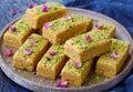 Mango milk kalakand- Indian milk cake Royalty Free Stock Photo