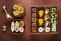 Indian sweets and Mithai in a box and a plate Royalty Free Stock Photo