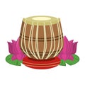 Indian tabla drums with lotus flower Royalty Free Stock Photo