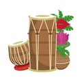 Indian tabla drums with lotus flower