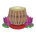 Indian tabla drums with lotus flower blue lines Royalty Free Stock Photo