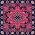 Indian tablecloth with flower - mandala. Rug, scarf, pillowcase.