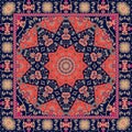 Indian tablecloth with flower - mandala. Rug, scarf, pillowcase.