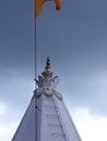 Indian tample with falg and on or swastik sine