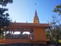 Indian tample .trees and orange collers