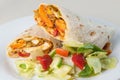 Indian tandoori chicken roll or twister with side salad