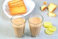 Indian tea with bread rusk Royalty Free Stock Photo