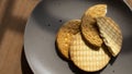 Indian tea time biscuits are kept on nice gray plate