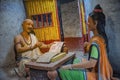 Indian teacher and student , sculpture museum, Kaneri Math, Kolhapur, Maharashtra Royalty Free Stock Photo