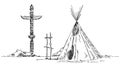Indian teepee and totem