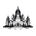 Indian Temple Icon, Asia Palace Isolated, Ancient Mosque Silhouette, Historical Indian Castle Minimal