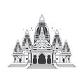 Indian Temple Icon, Asia Palace Isolated, Ancient Mosque Silhouette, Historical Indian Castle Minimal