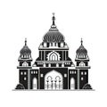 Indian Temple Icon, Asia Palace Isolated, Ancient Mosque Silhouette, Historical Indian Castle Minimal