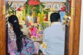 Indian temple in individual houses offering prayers to Lord Ganesha on Vinayaka Chavithi