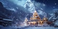 Indian temple Kedarnath in snow fall picture