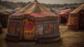 Indian tents decorated with ornaments, generative ai