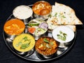 Indian thali combo with naan Royalty Free Stock Photo