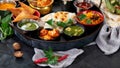 Indian Thali on dark background Royalty Free Stock Photo