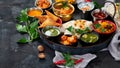 Indian Thali on dark background Royalty Free Stock Photo