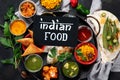 Indian Thali on dark background Royalty Free Stock Photo