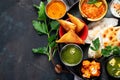 Indian Thali on dark background Royalty Free Stock Photo