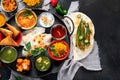 Indian Thali on dark background Royalty Free Stock Photo