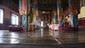 Indian and tibetan people visit and respect praying in Diskit Monastery or Deskit Galdan Tashi Chuling Gompa