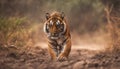 Indian tiger wild animal in the nature habitat, India. Big cat, endangered animal Ai Generated...