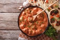 Indian tikka masala chicken on the table. Horizontal top view