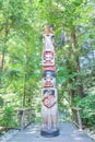 Indian totem poles in Capilano Suspension Bridge in Vancouver, C Royalty Free Stock Photo