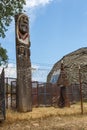 Indian totem , wooden figure. Dunlap, California, USA