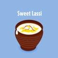 Indian traditional beverage sweets lassi vector illustration