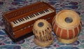 Indian Musical Instruments - Tabla and Harmonium Royalty Free Stock Photo